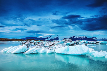 Glaciers on the beaches of Iceland.