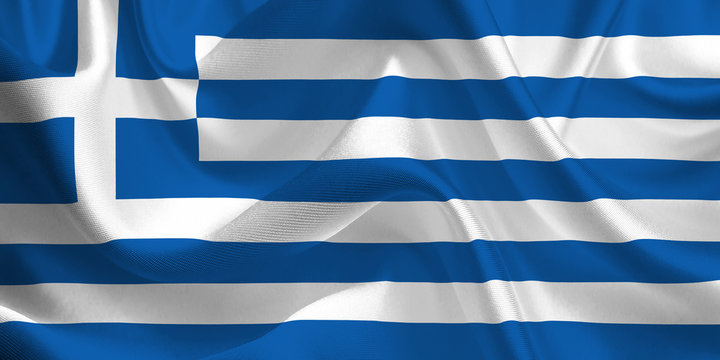 Waving flag of the Greece. Flag in the Wind. National mark. Waving Greece Flag. Greece Flag Flowing.