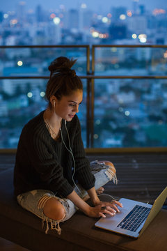 Woman working from her laptop at home