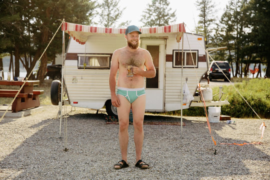 Man Standing in his underwear