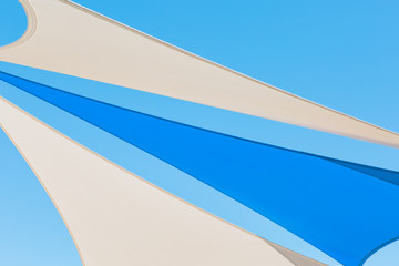 Blue and white shade sails
