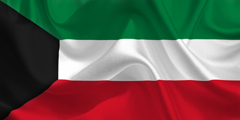 Obraz premium Waving flag of the Kuwait. Flag in the Wind. National mark. Waving Kuwait Flag. Kuwait Flag Flowing.