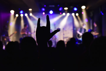 Devil's horns at a rock concert