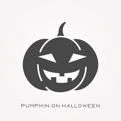 Silhouette icon pumpkin on halloween