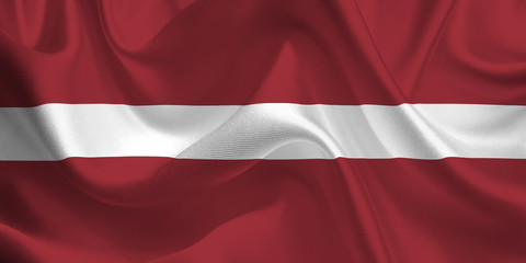 Waving flag of the Latvia. Flag in the Wind. National mark. Waving Latvia Flag. Latvia Flag Flowing.