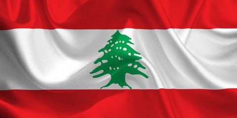 Waving flag of the Lebanon. Flag in the Wind. National mark. Waving Lebanon Flag. Lebanon Flag Flowing.