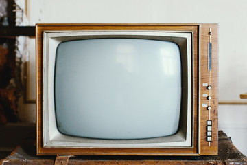 Vintage television tube with blank screen