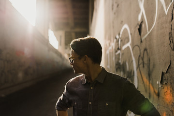 Young man in urban setting
