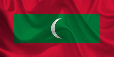 Waving flag of the Maldives. Flag in the Wind. National mark. Waving Maldives Flag. Maldives Flag Flowing.