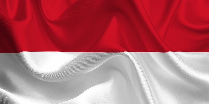 Waving flag of the Monaco. Flag in the Wind. National mark. Waving Monaco Flag. Monaco Flag Flowing.