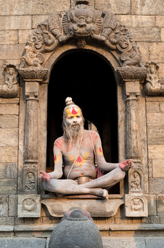 Portrait of a sadhu on a temple