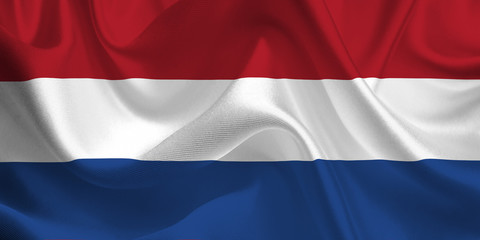 Waving flag of the Netherlands. Holland Flag in the Wind. Dutch National mark. Waving Holland Flag. Netherlands Flag Flowing.