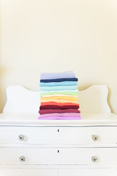Stack of colorful shirts