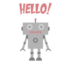 Vector illustration of a toy Robot and text HELLO!