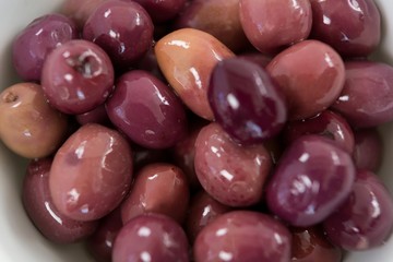 Marinated olives in bowl