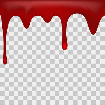 Dripping Blood On Transparent Background. Vector