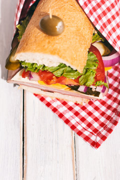 Large Grinder Wrapped In Picnic Napkin