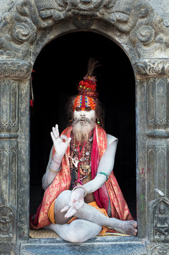 Portrait of a Holy Man on a temple