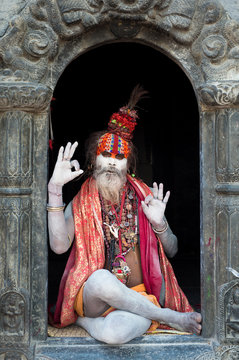 Portrait of a Holy Man on a temple