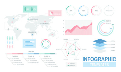 Infographic templates progress analysis charts graph illustration