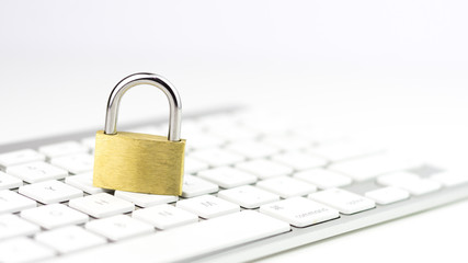Internet security concept. Padlock on the keyboard - 172773849