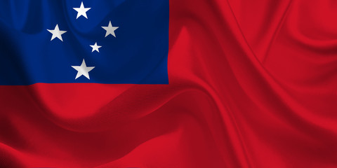 Waving flag of the Samoa. Flag in the Wind. National mark. Waving Samoa Flag. Samoa Flag Flowing.