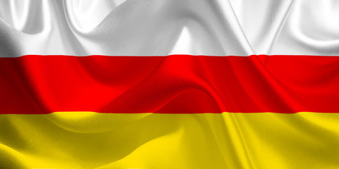 Obraz premium Waving flag of the South Ossetia. Flag in the Wind. National mark. Waving South Ossetia Flag. South Ossetia Flag Flowing.