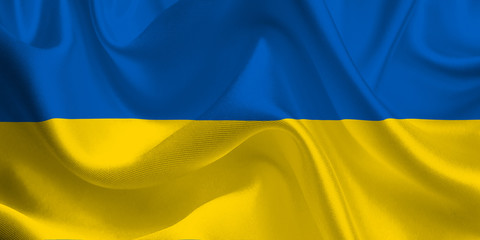 Waving flag of the Ukraine. Flag in the Wind. National mark. Waving Ukraine Flag. Ukraine Flag Flowing.