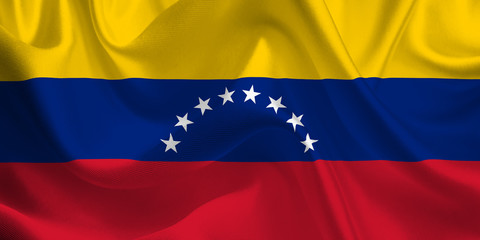 Waving flag of the Venezuela. Venezuelan Flag in the Wind. National mark. Waving Venezuela Flag. Venezuela Flag Flowing.