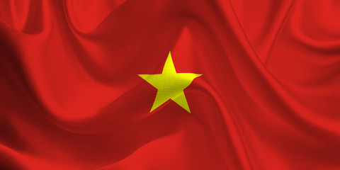 Waving flag of the Vietnam. Flag in the Wind. National mark. Waving Vietnam Flag. Vietnam Flag...
