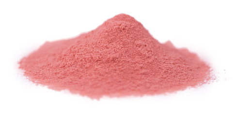Strawberry powder isolated on white background