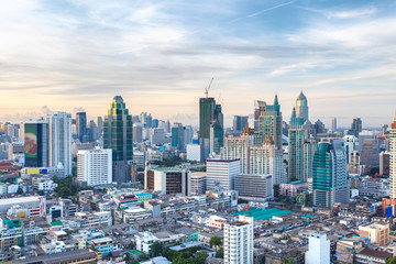 Top views skyline business building and financial district in sunshine day at Bangkok City, Bangkok - obrazy, fototapety, plakaty