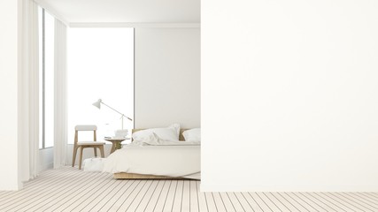 The interior bedroom space furniture 3d rendering and background decoration in hotel - minimal style concept