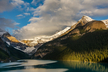 Lake Louise mountains in shadow