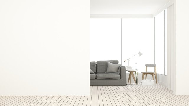 3d rendering The interior relax space furniture and background white decoration minimal - empty space