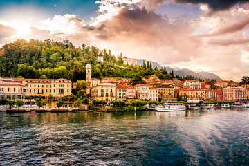Lake Como. Belaggio, Italy. Summer time. European vacation, living life style, architecture and...