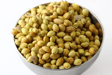 A close up of Coriander seeds