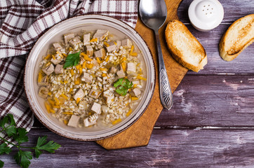 Soup with pearl barley