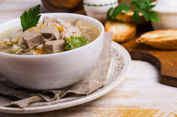 Soup with pearl barley