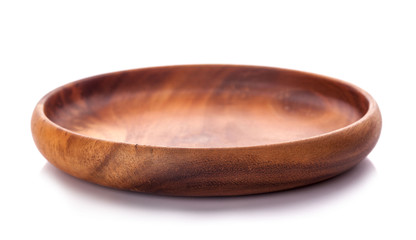 wooden bowl on white background