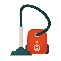 Modern powerful hoover in orange corpus isolated cartoon illustration