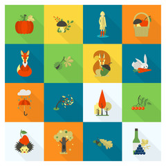 Set of Flat Autumn Icons