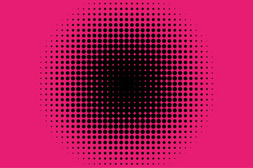 Comic pattern. Halftone background. Pink and black color. Dotted retro backdrop, panels with dots, points, circles, rounds. 