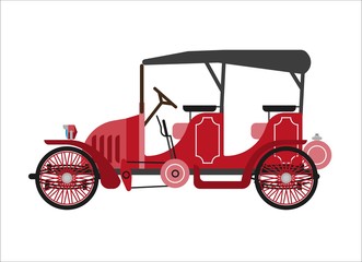 Old car or vintage retro collector coach cab wehicle vector flat icon