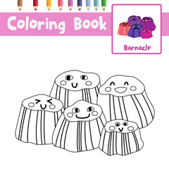 Coloring page of Barnacles animals for preschool kids activity educational worksheet. Vector Illustration.