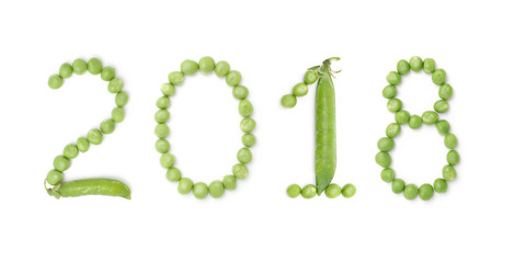 2018 of numbers with green peas