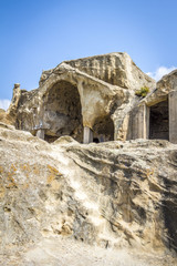 Cave city of ancient people in Uplistsikhe, Georgia.