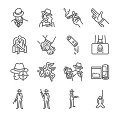 Mafia and Gangster line icon set. Included the icons as boss, mafia, pistol, illegal trade, killer, crime and more.