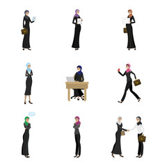 Fototapeta premium Cartoon Successful Arabic Businesswoman characters