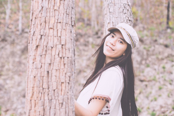 beautiful young woman in nature